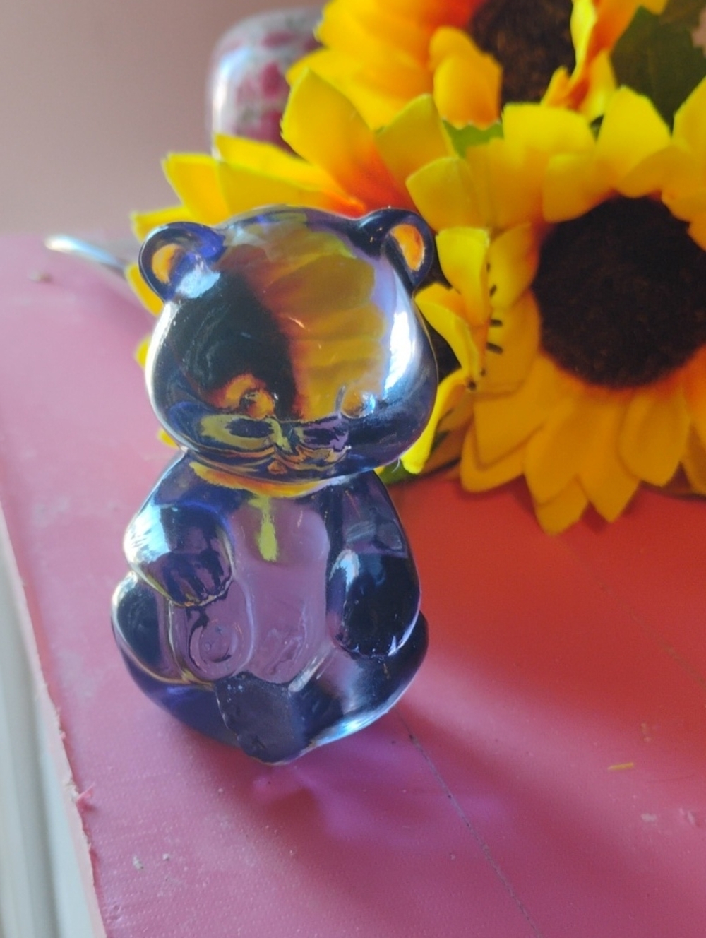 2003 In Mint Condition, Fenton Amethyst Mini Bear.
